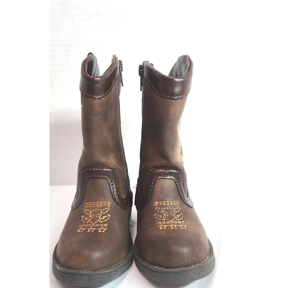 Disney Toy Story Woody Bullseye Cowboy Boots Side Zip Brown Toddler Boys Size 5